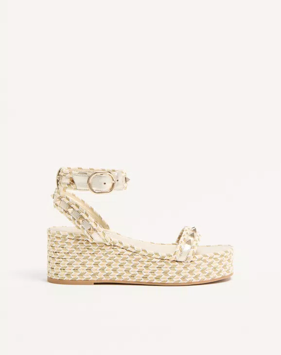 Valentino Rockstud Flatform Sandal In Laminated Nappa Leather 45Mm - Image 1